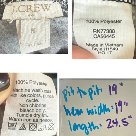 J. CREW Black Printed Funnel Neck Pullover Size M - Picture 9 of 9